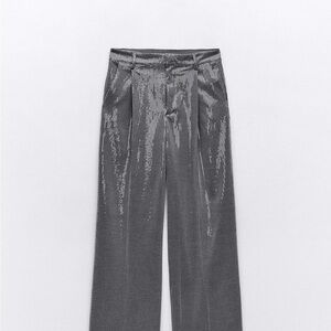 Shimmering Anthracite Sequined Pants